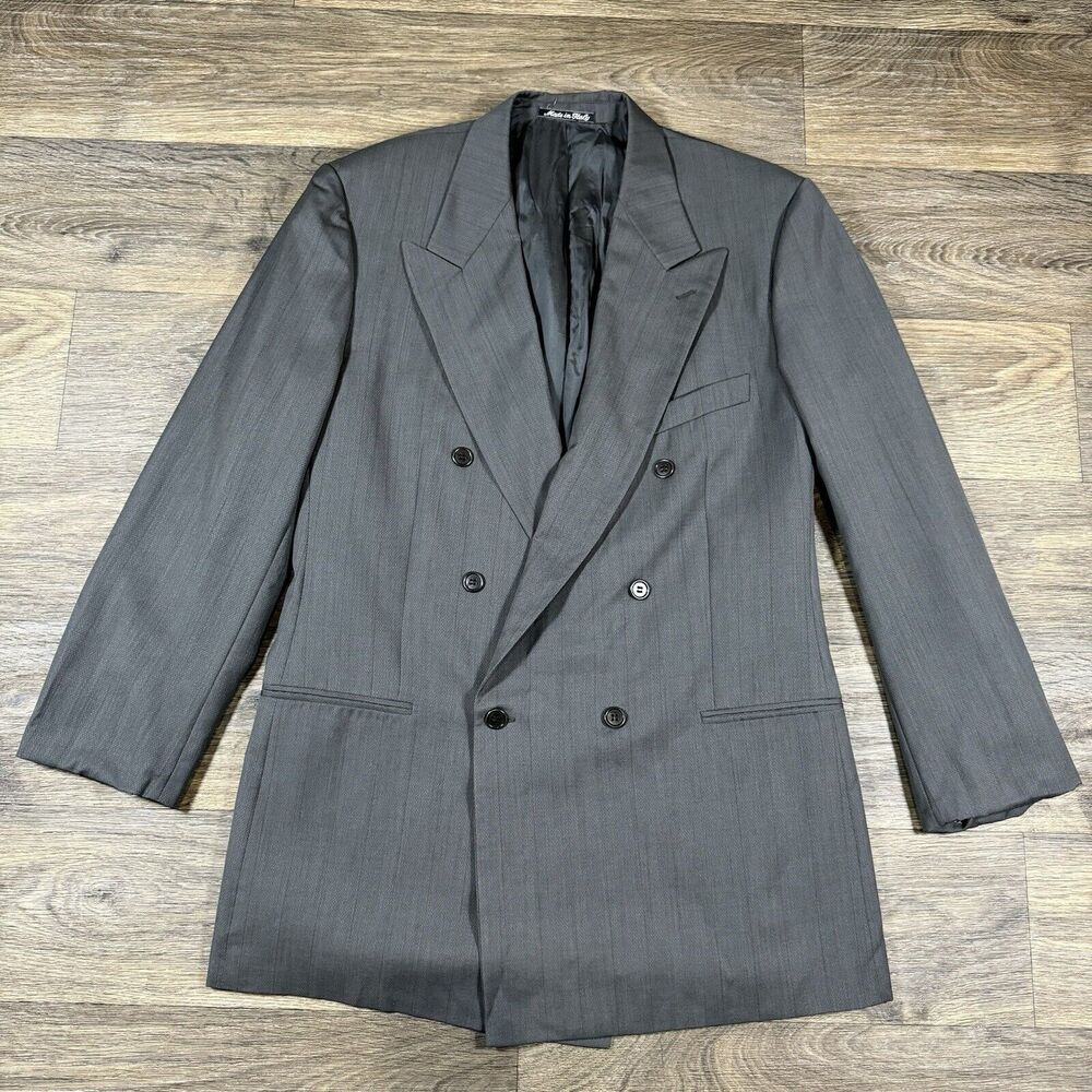 Vintage 1980’s Mani $495 Suit Jacket - Men 41 Gray Pinstripe DB Blazer